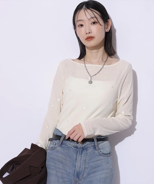 ハート刺繍ベロアロンT（Tシャツ/カットソー）｜Mystrada（マイ