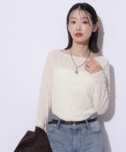 ハート刺繍ベロアロンT（Tシャツ/カットソー）｜Mystrada（マイ