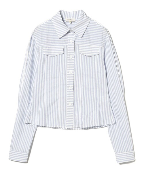 GHOSPELL（ゴスペル）の「GHOSPELL / Tali Stripe Shirt（シャツ/ブラウス・レディース・サックスブルー・SMALL）」の2枚目の写真