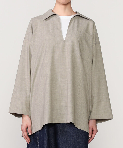 ORCIVAL(オーシバル)の「ORCIVAL | ストレッチブロード スキッパーシャツ WOMEN(シャツ/ブラウス・レディース・ベージュ系その他/ネイビー・1)」の10枚目の写真