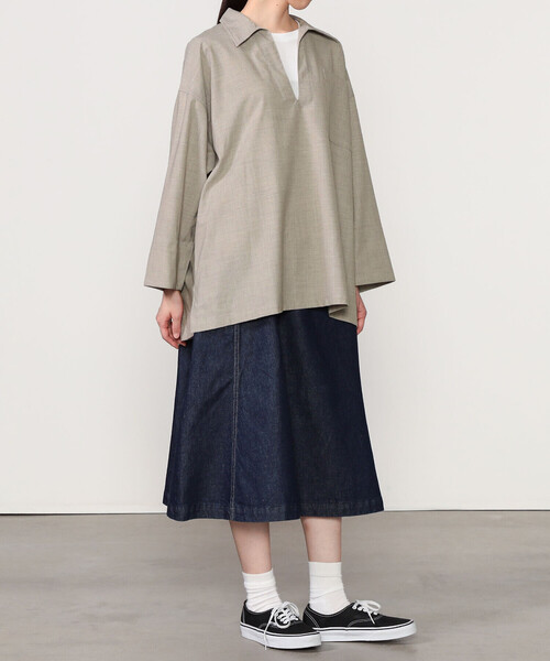 ORCIVAL(オーシバル)の「ORCIVAL | ストレッチブロード スキッパーシャツ WOMEN(シャツ/ブラウス・レディース・ベージュ系その他/ネイビー・1)」の8枚目の写真