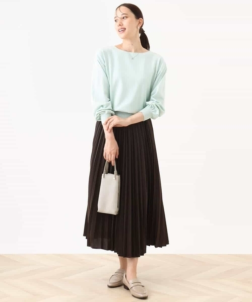 OFUON le MK（オフオンルエムケー）の「ピーチサテンプリーツスカート/洗える（スカート・レディース・ブラウン/ベージュ・36/38/40）」の5枚目の写真