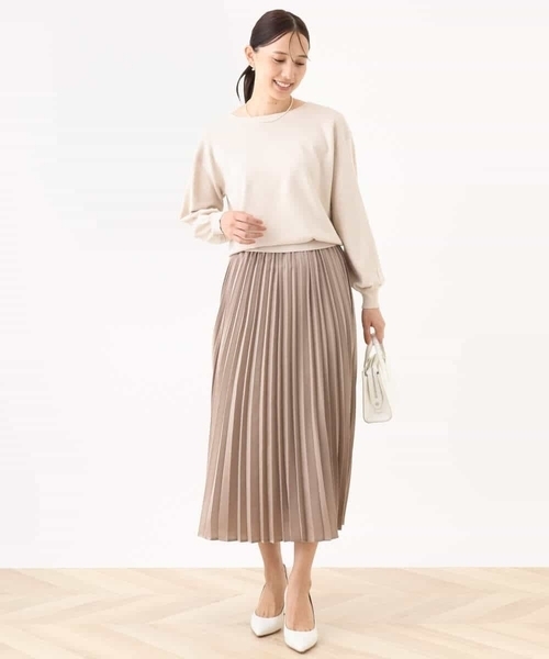 OFUON le MK（オフオンルエムケー）の「ピーチサテンプリーツスカート/洗える（スカート・レディース・ブラウン/ベージュ・36/38/40）」の7枚目の写真