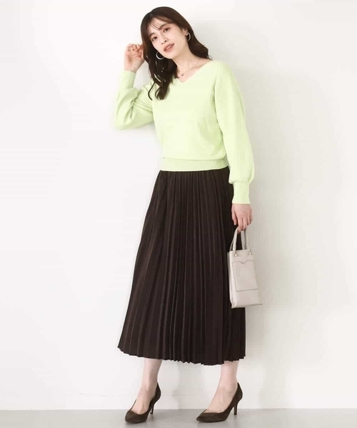 OFUON le MK（オフオンルエムケー）の「ピーチサテンプリーツスカート/洗える（スカート・レディース・ブラウン/ベージュ・36/38/40）」の10枚目の写真