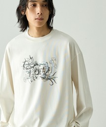 〈速乾〉ピグメント加工アートグラフィックプレーティングオーバーサイズロングスリーブTee