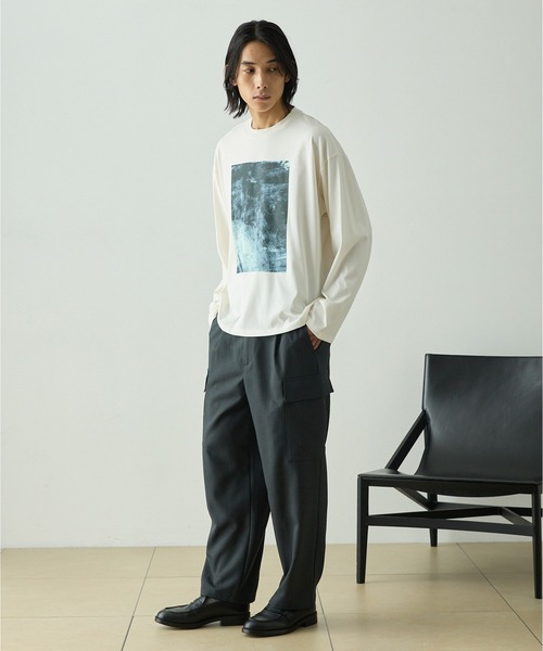 EMMA CLOTHES（エマクローズ）の「〈速乾〉ピグメント加工アートグラフィックプレーティングオーバーサイズロングスリーブTee（Tシャツ/カットソー・メンズ・ホワイト系/ブラック系/スミクロ/オフホワイト・L/M）」の7枚目の写真