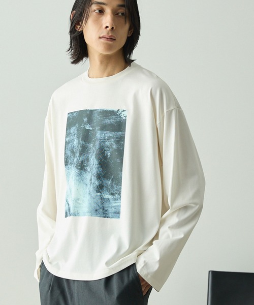 EMMA CLOTHES（エマクローズ）の「〈速乾〉ピグメント加工アートグラフィックプレーティングオーバーサイズロングスリーブTee（Tシャツ/カットソー・メンズ・ホワイト系/ブラック系/スミクロ/オフホワイト・L/M）」の8枚目の写真