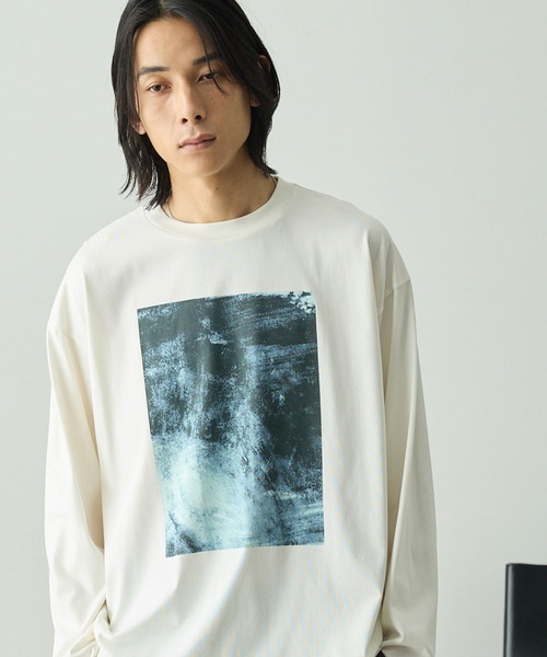 EMMA CLOTHES（エマクローズ）の「〈速乾〉ピグメント加工アートグラフィックプレーティングオーバーサイズロングスリーブTee（Tシャツ/カットソー・メンズ・ホワイト系/ブラック系/スミクロ/オフホワイト・L/M）」の18枚目の写真