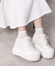 ESPERANZA | きゅんフィット厚底フラットキルティングスタッズスニーカー(スニーカー)