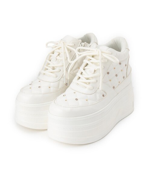 ESPERANZA（エスペランサ）の「きゅんフィット厚底フラットキルティングスタッズスニーカー（スニーカー・レディース・ホワイト/ピンク系/ブラック・S/M/L/LL）」の13枚目の写真