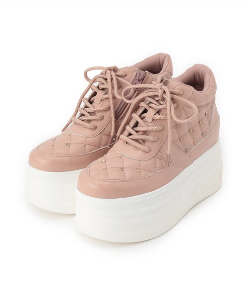 ESPERANZA（エスペランサ）の「きゅんフィット厚底フラットキルティングスタッズスニーカー（スニーカー・レディース・ホワイト/ピンク系/ブラック・S/M/L/LL）」の14枚目の写真