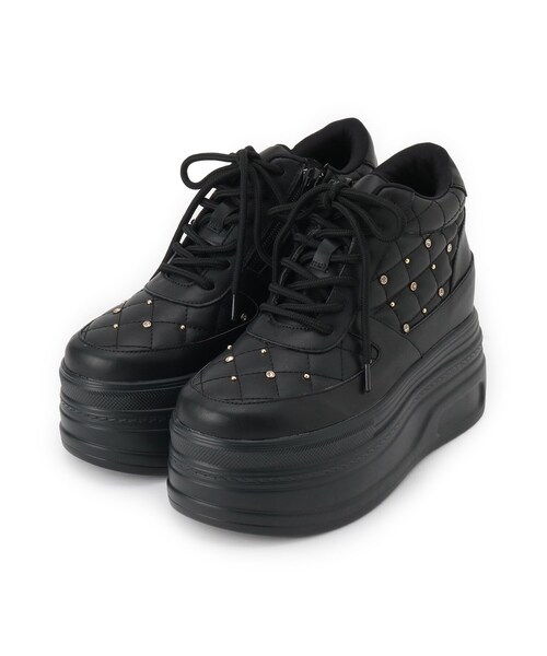 ESPERANZA（エスペランサ）の「きゅんフィット厚底フラットキルティングスタッズスニーカー（スニーカー・レディース・ホワイト/ピンク系/ブラック・S/M/L/LL）」の15枚目の写真