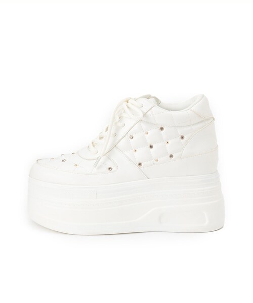 ESPERANZA（エスペランサ）の「きゅんフィット厚底フラットキルティングスタッズスニーカー（スニーカー・レディース・ホワイト/ピンク系/ブラック・S/M/L/LL）」の16枚目の写真