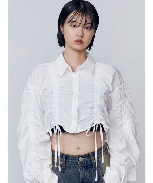 EMODA(エモダ)の「ストリングリボンショートシャツ(シャツ/ブラウス・レディース・ホワイト/ブラウン/ブルー・FREE)」の19枚目の写真