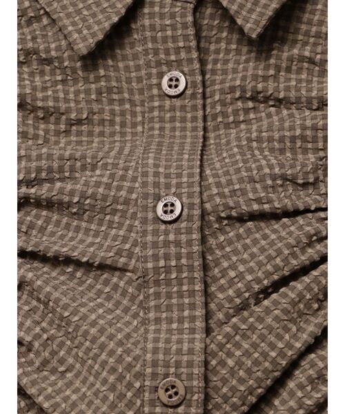 EMODA(エモダ)の「ストリングリボンショートシャツ(シャツ/ブラウス・レディース・ホワイト/ブラウン/ブルー・FREE)」の7枚目の写真