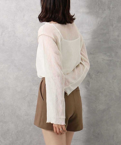 Bleu Bleuet（ブルーブルーエ）の「【ZOZO限定】前後2WAY楊柳メロウカットソー（Tシャツ/カットソー・レディース・ライトグリーン/アイボリー・FREE）」の19枚目の写真