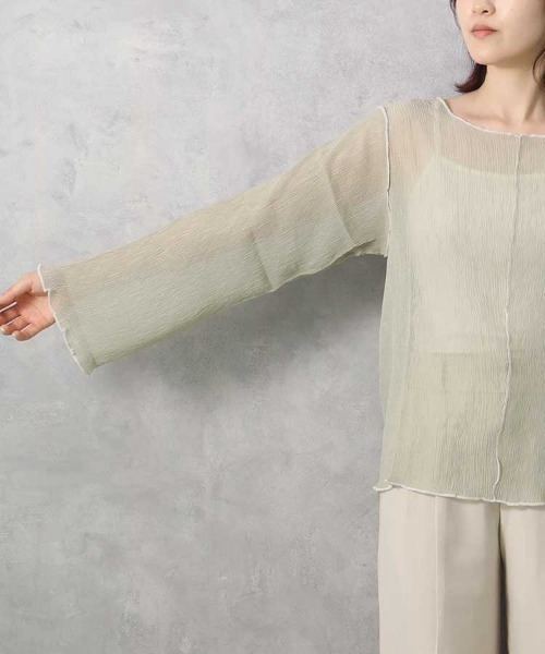 Bleu Bleuet（ブルーブルーエ）の「【ZOZO限定】前後2WAY楊柳メロウカットソー（Tシャツ/カットソー・レディース・ライトグリーン/アイボリー・FREE）」の17枚目の写真
