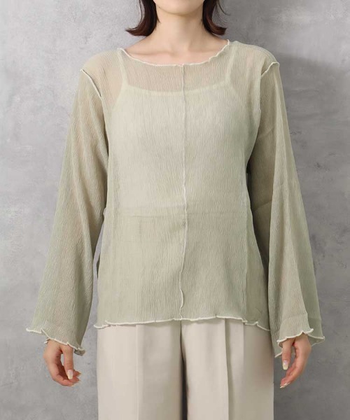 Bleu Bleuet（ブルーブルーエ）の「【ZOZO限定】前後2WAY楊柳メロウカットソー（Tシャツ/カットソー・レディース・ライトグリーン/アイボリー・FREE）」の15枚目の写真