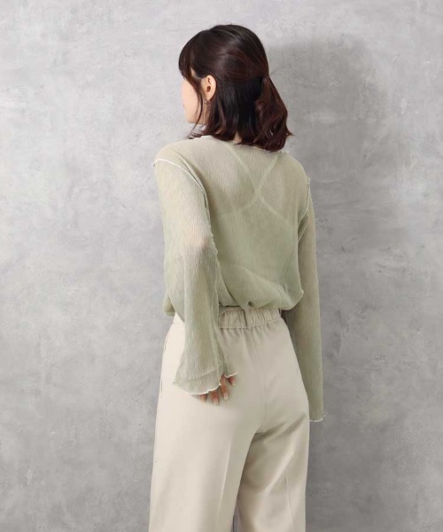 Bleu Bleuet（ブルーブルーエ）の「【ZOZO限定】前後2WAY楊柳メロウカットソー（Tシャツ/カットソー・レディース・ライトグリーン/アイボリー・FREE）」の13枚目の写真
