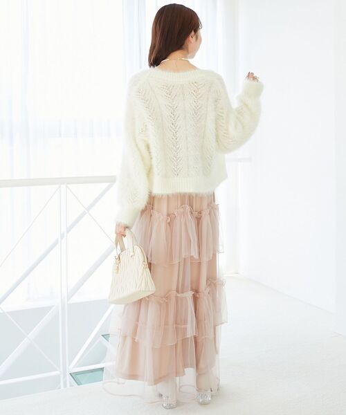 MAJESTIC LEGON（マジェスティックレゴン）の「きらふわレーシーパターンカーデ（カーディガン/ボレロ・レディース・ブラック/ピンク/ブルー/アイボリー/ボルドー・MEDIUM）」の13枚目の写真