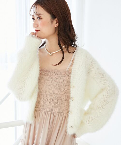 MAJESTIC LEGON（マジェスティックレゴン）の「きらふわレーシーパターンカーデ（カーディガン/ボレロ・レディース・ブラック/ピンク/ブルー/アイボリー/ボルドー・MEDIUM）」の15枚目の写真