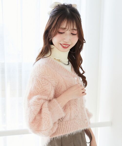 MAJESTIC LEGON（マジェスティックレゴン）の「きらふわレーシーパターンカーデ（カーディガン/ボレロ・レディース・ブラック/ピンク/ブルー/アイボリー/ボルドー・MEDIUM）」の22枚目の写真