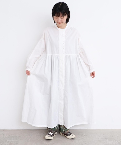 l'atelier du savon（アトリエドサボン）の「_タイプライターころころボタンワンピース（ワンピース・レディース・ホワイト/グリーン/ブラック/イエロー・FREE）」の2枚目の写真