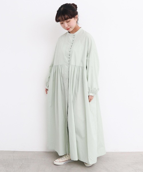 l'atelier du savon（アトリエドサボン）の「_タイプライターころころボタンワンピース（ワンピース・レディース・ホワイト/グリーン/ブラック/イエロー・FREE）」の7枚目の写真