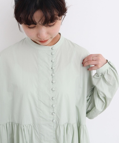 l'atelier du savon（アトリエドサボン）の「_タイプライターころころボタンワンピース（ワンピース・レディース・ホワイト/グリーン/ブラック/イエロー・FREE）」の5枚目の写真