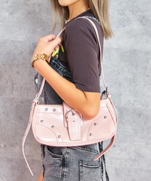 ANAP（アナップ）の「フロント ベルト スタッズ デザイン ショルダー バッグ（ショルダーバッグ）」