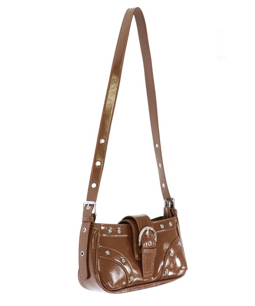 ANAP（アナップ）の「フロント ベルト スタッズ デザイン ショルダー バッグ（ショルダーバッグ・レディース・ブラック/ブラウン/ピンク・ONE SIZE）」の16枚目の写真