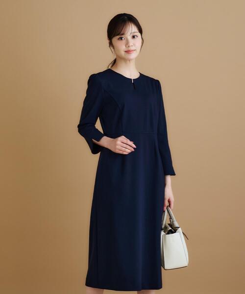 index（インデックス）の「ストレッチキーネックワンピース【洗濯機OK/イージーアイロン】（ワンピース・レディース・ブラック系1/ブラック/ネイビー・40/36/42/38）」の11枚目の写真