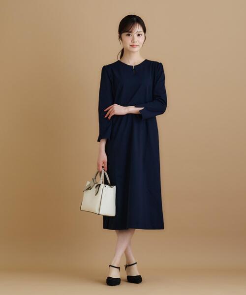 index（インデックス）の「ストレッチキーネックワンピース【洗濯機OK/イージーアイロン】（ワンピース・レディース・ブラック系1/ブラック/ネイビー・40/36/42/38）」の13枚目の写真