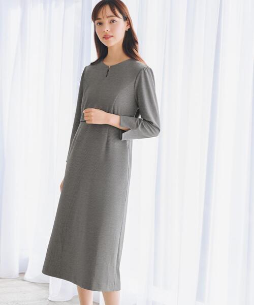 index（インデックス）の「ストレッチキーネックワンピース【洗濯機OK/イージーアイロン】（ワンピース・レディース・ブラック系1/ブラック/ネイビー・40/36/42/38）」の16枚目の写真