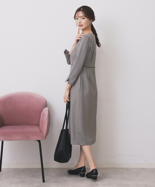 index（インデックス）の「ストレッチキーネックワンピース【洗濯機OK/イージーアイロン】（ワンピース・レディース・ブラック系1/ブラック/ネイビー・40/36/42/38）」の22枚目の写真