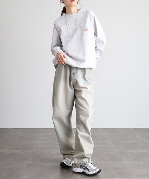 BIG MIKE(ビッグマイク)の「BIG MIKE 10OZ 3 Pocket L/S Tee 10オンス コットン ポケットロングスリーブTシャツ(Tシャツ/カットソー・メンズ・ナチュラル/チャコール/アッシュグレー・L/XL/M)」の8枚目の写真