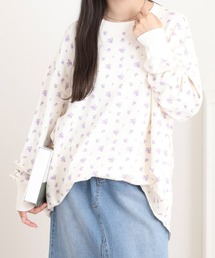 JEMORGAN 花柄ガーゼ裏毛クルーネック