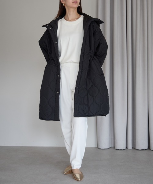 PREFERIR(プレフェリール)の「キルティング フードモンスターコート(ダウンジャケット/コート・レディース・ブラック/オフホワイト・MEDIUM)」の3枚目の写真