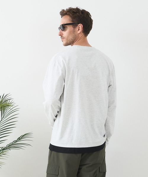JEANS MATE(ジーンズメイト)の「【汗染みの目立ちにくいTシャツ ZEROSTAIN/ゼロステイン】フェイクレイヤードBIGロンT 防汚 UVカット(Tシャツ/カットソー・メンズ・ブルー/オフホワイト/ブラック/ホワイト・MEDIUM/X-LARGE/LARGE)」の16枚目の写真