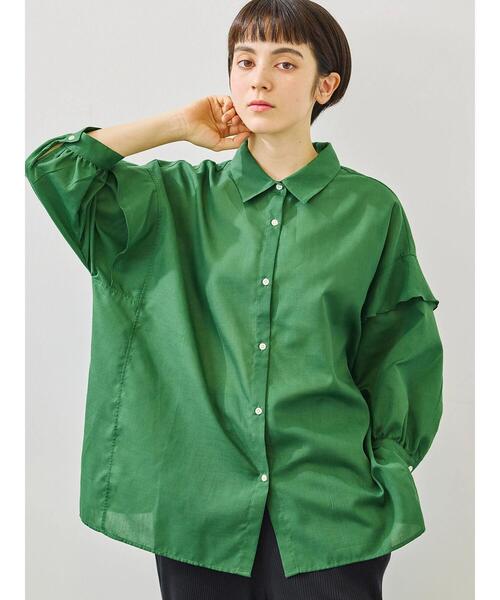 SM2（エスエムツー）の「肩フリル切替シャツ（シャツ/ブラウス・レディース・オレンジ/グリーン/ベージュ/ブラック・F）」の5枚目の写真