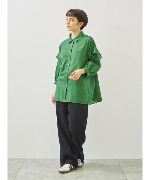 SM2（エスエムツー）の「肩フリル切替シャツ（シャツ/ブラウス・レディース・オレンジ/グリーン/ベージュ/ブラック・F）」の7枚目の写真