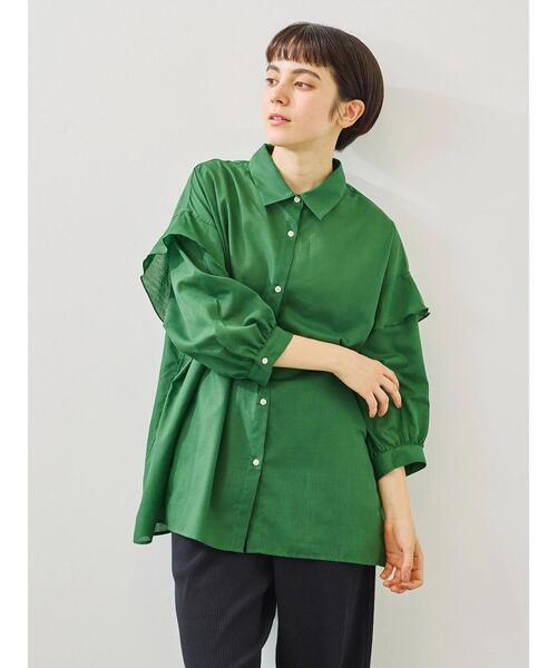 SM2（エスエムツー）の「肩フリル切替シャツ（シャツ/ブラウス・レディース・オレンジ/グリーン/ベージュ/ブラック・F）」の10枚目の写真
