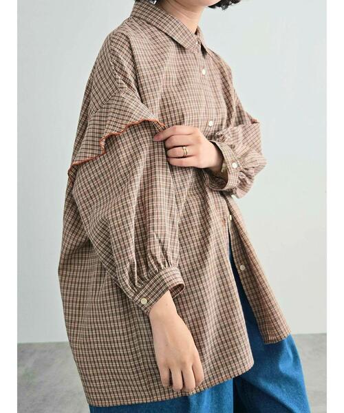 SM2（エスエムツー）の「肩フリル切替シャツ（シャツ/ブラウス・レディース・オレンジ/グリーン/ベージュ/ブラック・F）」の12枚目の写真