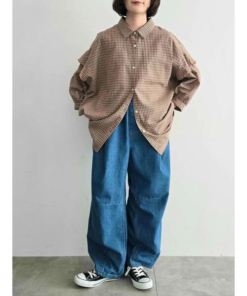 SM2（エスエムツー）の「肩フリル切替シャツ（シャツ/ブラウス・レディース・オレンジ/グリーン/ベージュ/ブラック・F）」の14枚目の写真