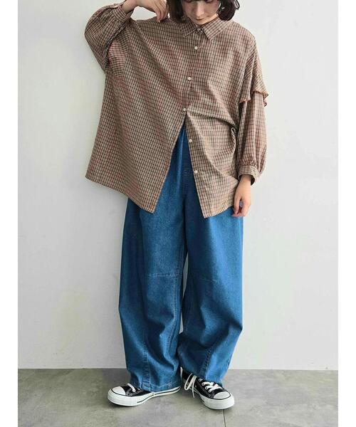 SM2（エスエムツー）の「肩フリル切替シャツ（シャツ/ブラウス・レディース・オレンジ/グリーン/ベージュ/ブラック・F）」の17枚目の写真