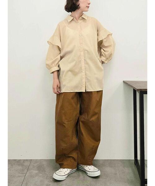 SM2（エスエムツー）の「肩フリル切替シャツ（シャツ/ブラウス・レディース・オレンジ/グリーン/ベージュ/ブラック・F）」の21枚目の写真