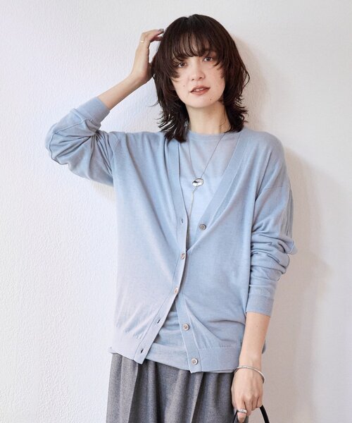 RIVE DROITE（リヴドロワ）の「【MYSELFbyRD（マイセルフバイリヴドロワ）】ニットカーディガン（カーディガン/ボレロ・レディース・ベージュ/サックスブルー・FREE）」の16枚目の写真