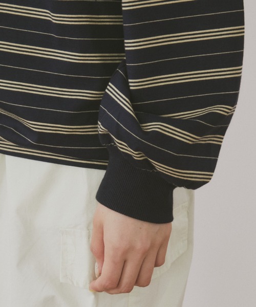 MERLOT(メルロー)の「マルチボーダールーズポロ(ポロシャツ・レディース・ネイビー/ホワイト・FREE)」の6枚目の写真