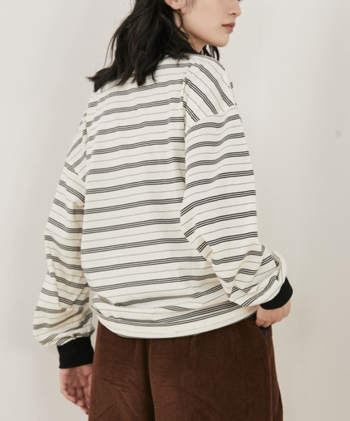 MERLOT(メルロー)の「マルチボーダールーズポロ(ポロシャツ・レディース・ネイビー/ホワイト・FREE)」の14枚目の写真