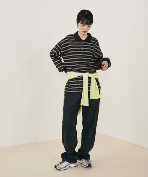 MERLOT(メルロー)の「マルチボーダールーズポロ(ポロシャツ・レディース・ネイビー/ホワイト・FREE)」の15枚目の写真